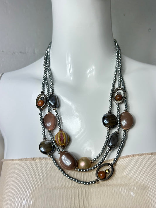 Iridescent Ceramic Beads Necklace