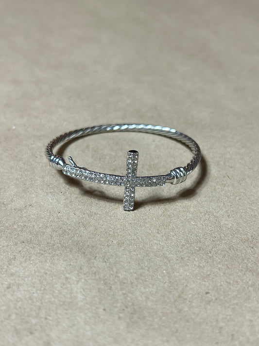 Rhinestone Cross Metal Bracelet