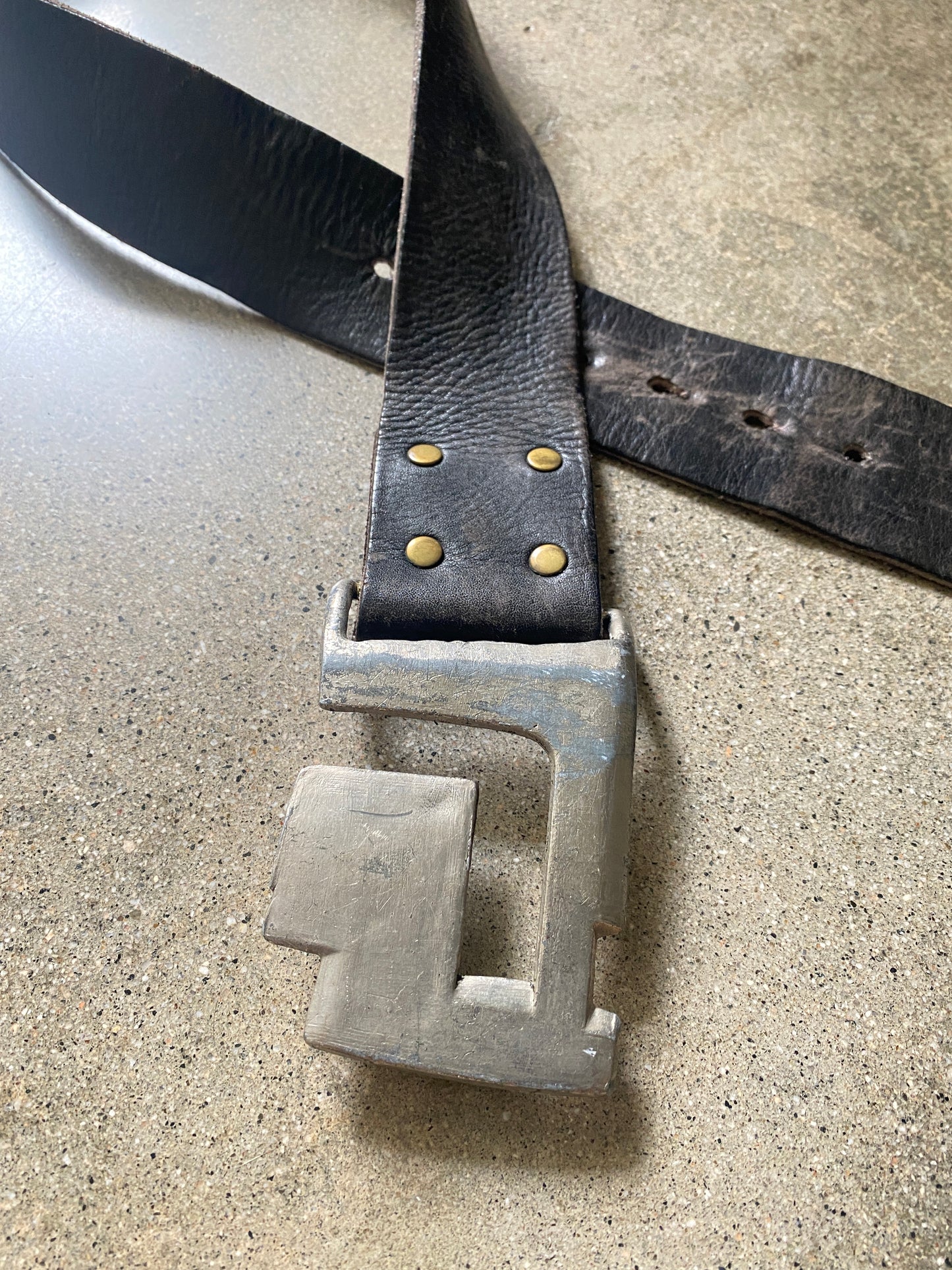 90’s Abstract Metal Leather Belt