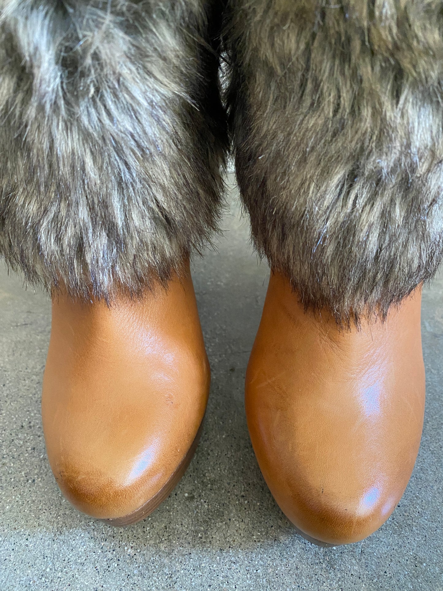 00's Fur Block Heel Boots