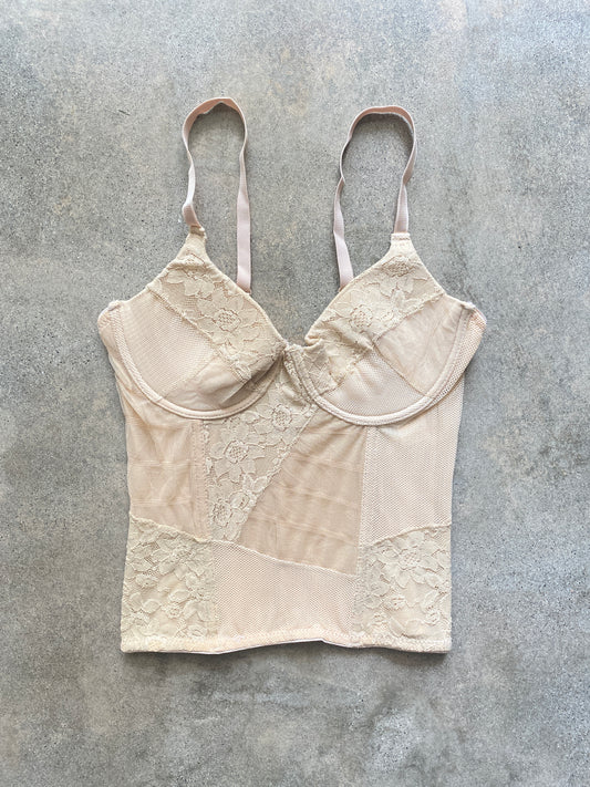 00's Deadstock Nude Lace Corset top