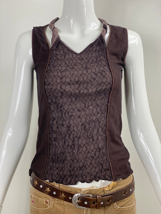 Deadstock Chocolate Funky Mesh Tank Top