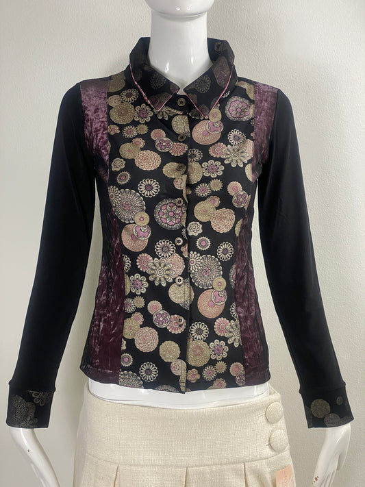 Deadstock Funky Mesh Velvet Blouse