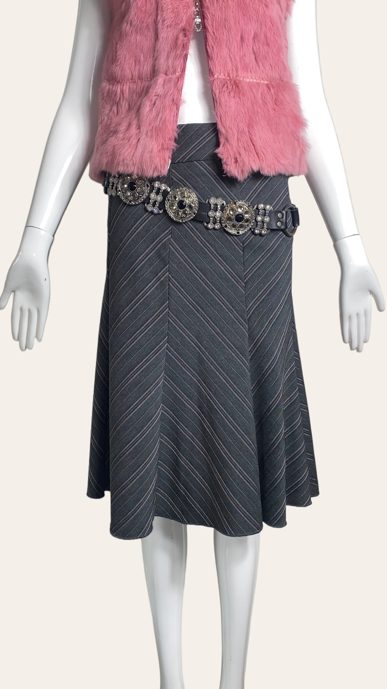 00's Pinstripe Midi Skirt