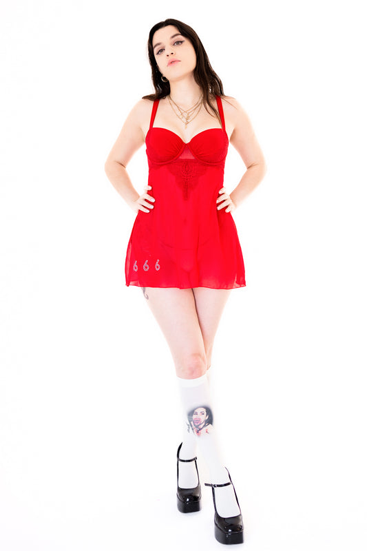 ONE OF ONE RED BABY DOLL LINGERIE DRESS